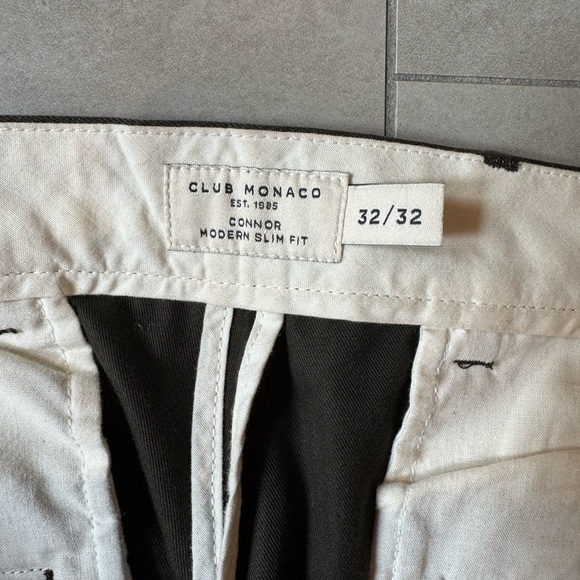 Club Monaco Slim Fit Dark Olive Connor Chino Sz 32/32 - Picture 8 of 11